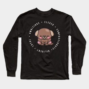 cute chinese zodiac | year of the dog | personality traits | ambitious, clever, compassionate, diligent, loyal Long Sleeve T-Shirt